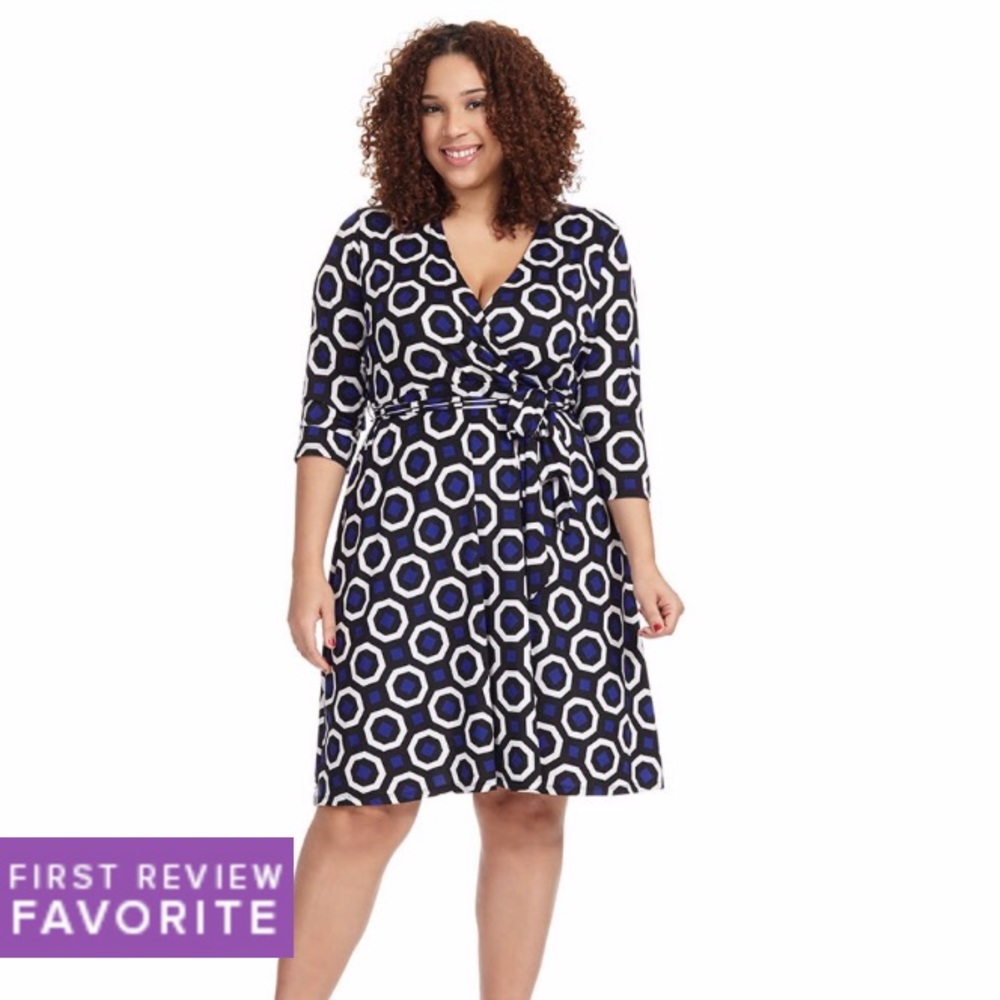 Stretch-jersey faux wrap dress with V-neck line